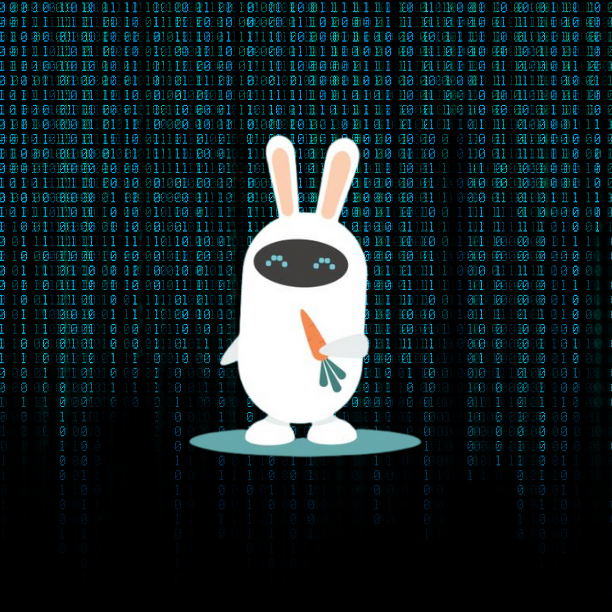 RabbitMQ iconography in front of code